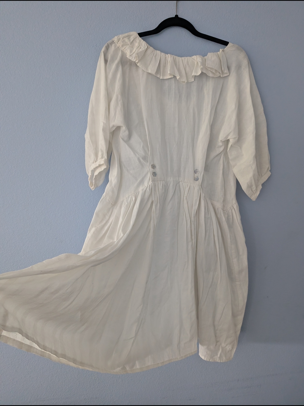 White Boho Tiered Cotton Asymmetrical Dress - Picture 2 of 4